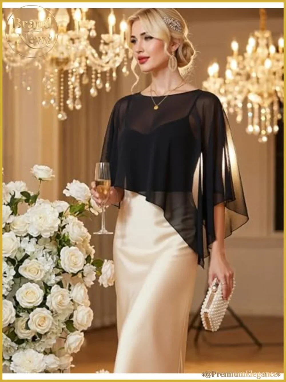 Chiffon Capelet Batwing Sleeve Sheer Wrap Wedding Shawl Cover Up One Size